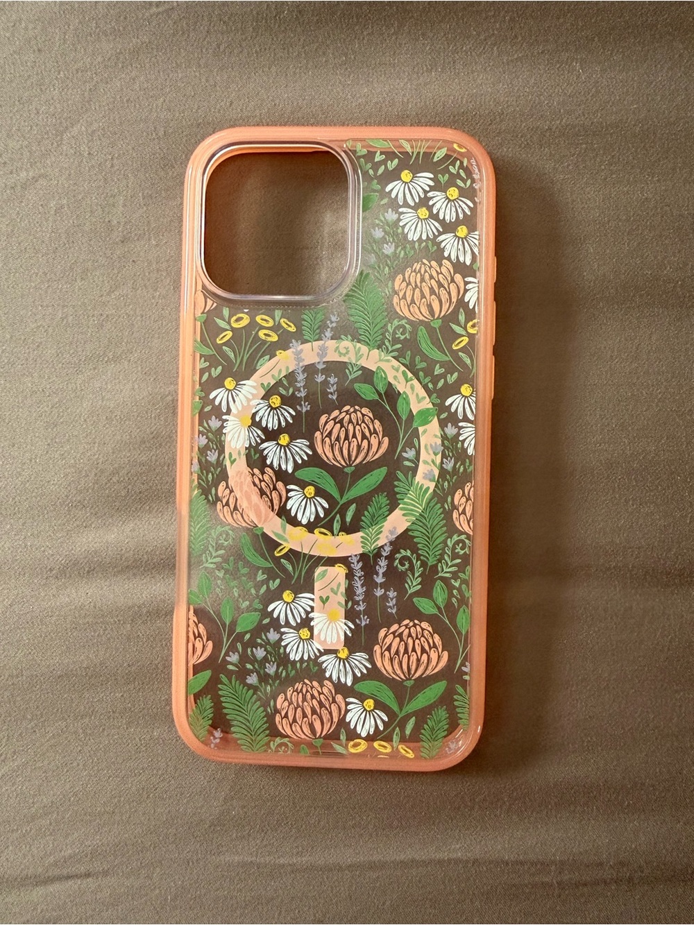 OtterBox Clear Floral iPhone Case with Peach Trim